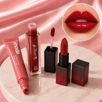 3-in-1 Lip Tint, Gloss & Lipstick Set – Red Edition