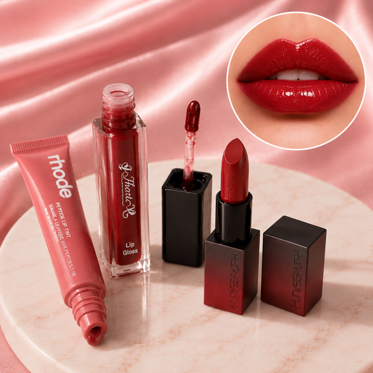 3-in-1 Lip Tint, Gloss & Lipstick Set – Red Edition